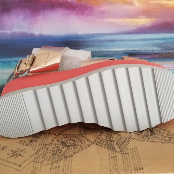 Free People Gold Metallic and Coral Flatform - Picture 5 of 5